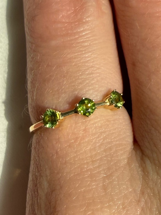 Local Eclectic Jewelry - Local Eclectic Solid Gold Tourmaline Trio Stacking Ring Light Green size 6